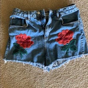 top shop moto denim rose mini shorts from top shop